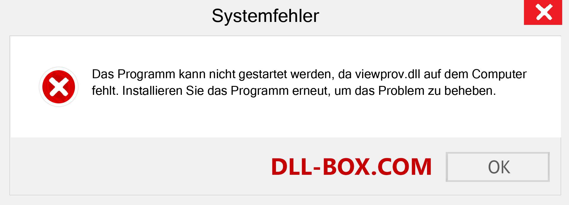 viewprov.dll-Datei fehlt?. Download für Windows 7, 8, 10 - Fix viewprov dll Missing Error unter Windows, Fotos, Bildern